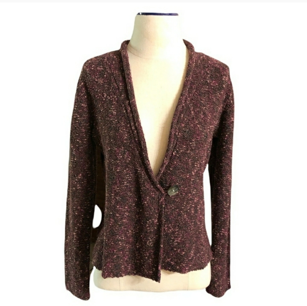 J. JILL Single Button Marled Knit Cardigan Size Small.EUC!